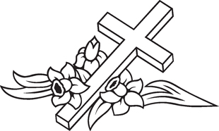 Cross with flowers decal